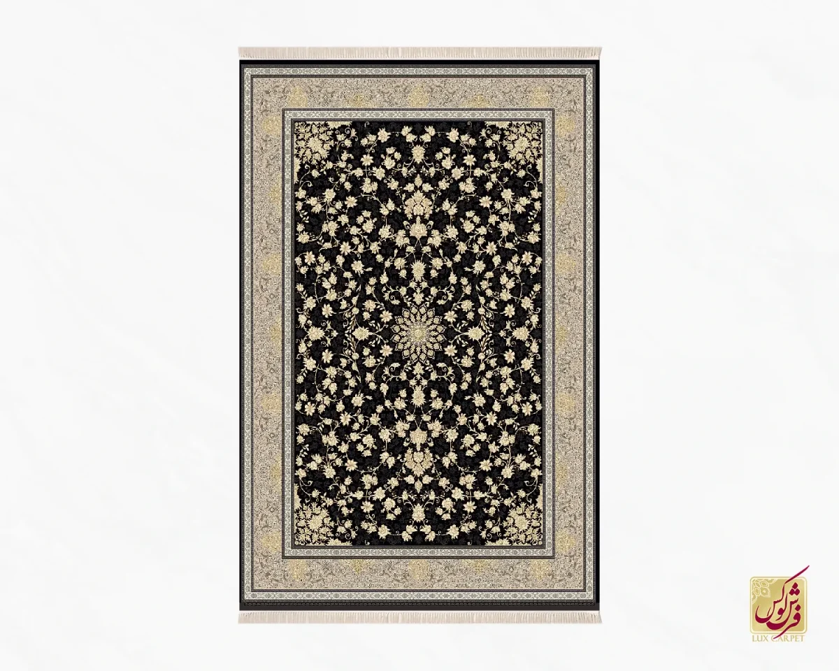 فرش کلاسیک 6012 سرمه ای طلایی - تصویر 2