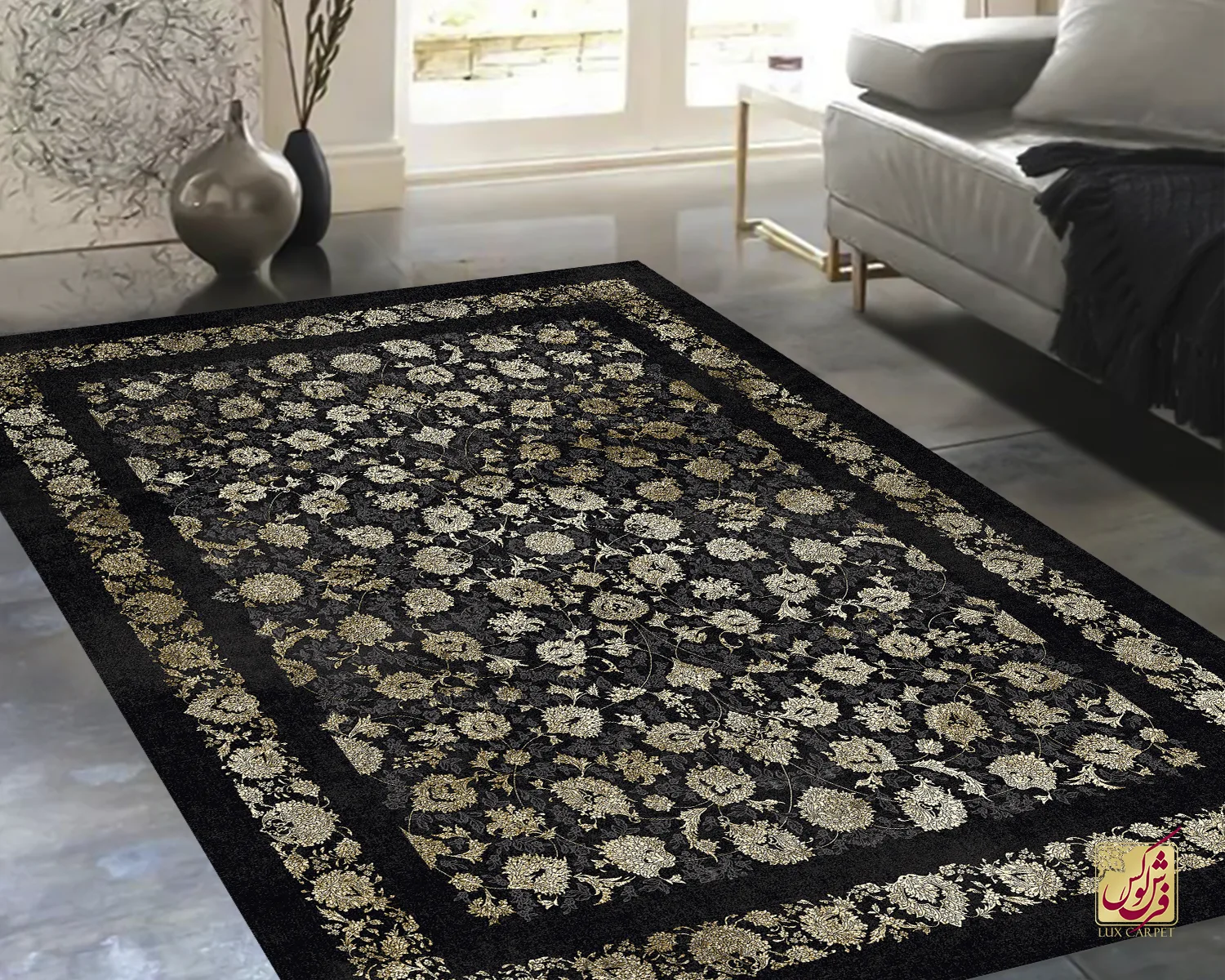 فرش سرمه ای افشان