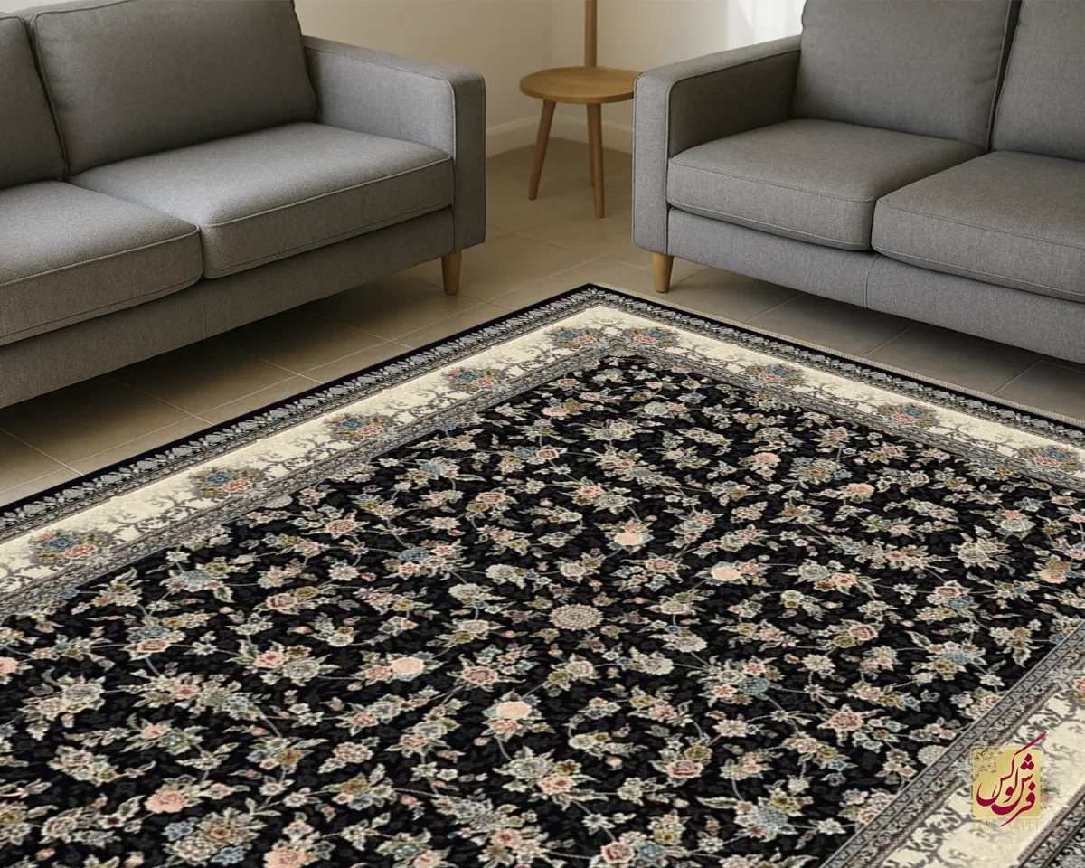 SORMEI-4 فرش کلاسیک 7001 سرمه ای کرم - تصویر 1