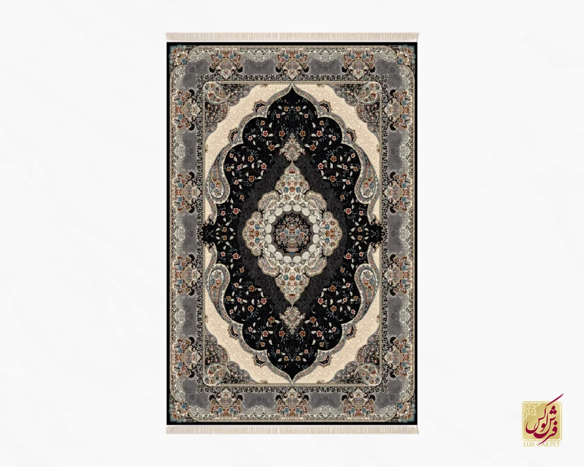 فرش کلاسیک 7005 سرمه ای طوسی - تصویر 2