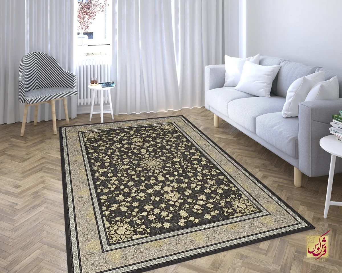 ZOGHALI-4 فرش کلاسیک 6012 ذغالی طلایی