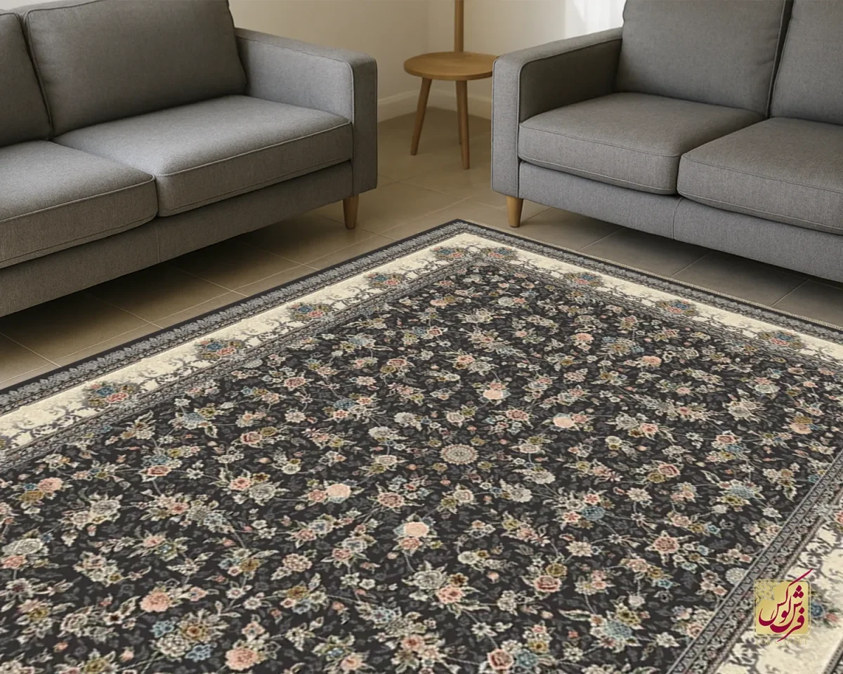 ZOGHALI-4 فرش کلاسیک 7001 ذغالی کرم - تصویر 1