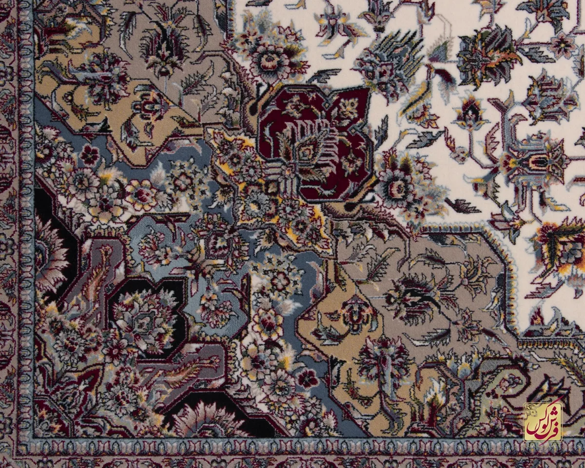 فرش ابریشم ماشینی ۱۲۱۷ کرم