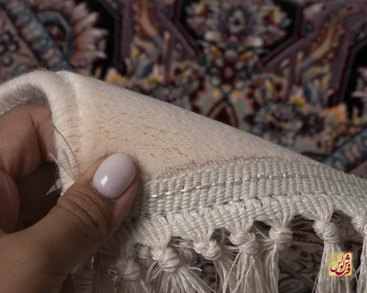 فرش ابریشم ماشینی ۱۲۱۷ کرم