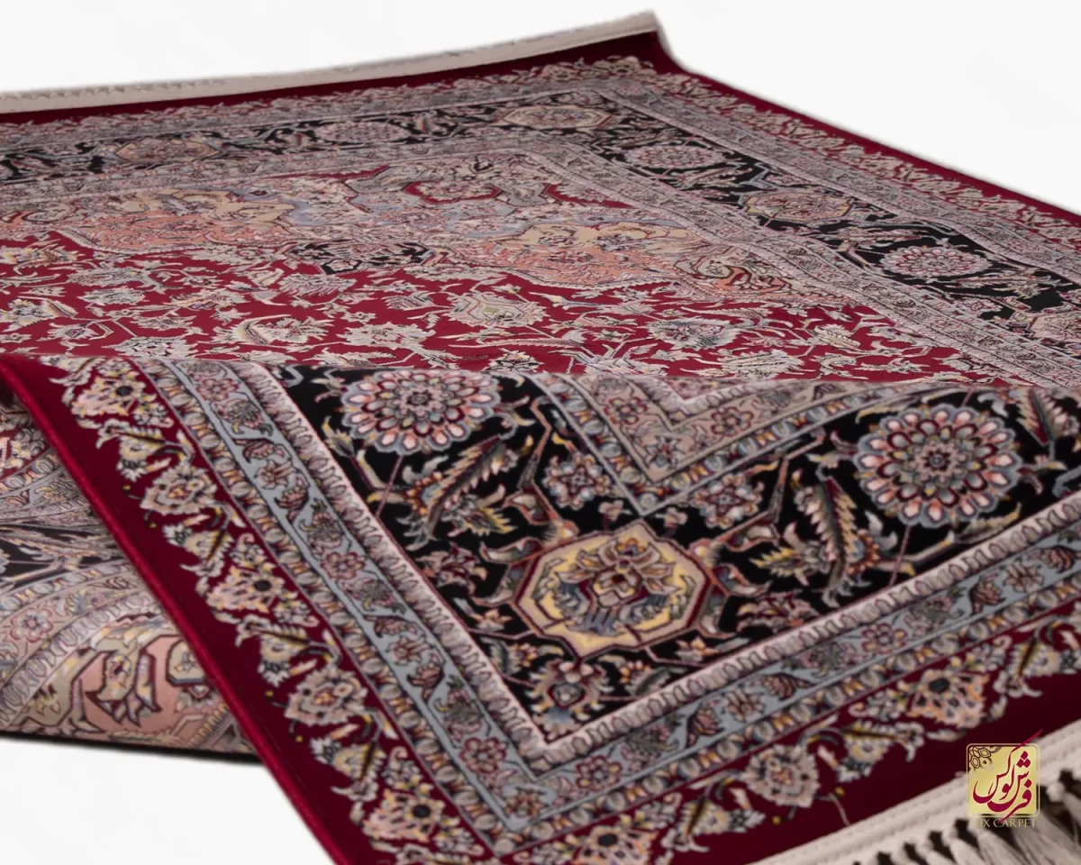 laki1255-8 فرش ابریشم ماشینی ۱۲۵۵ لاکی