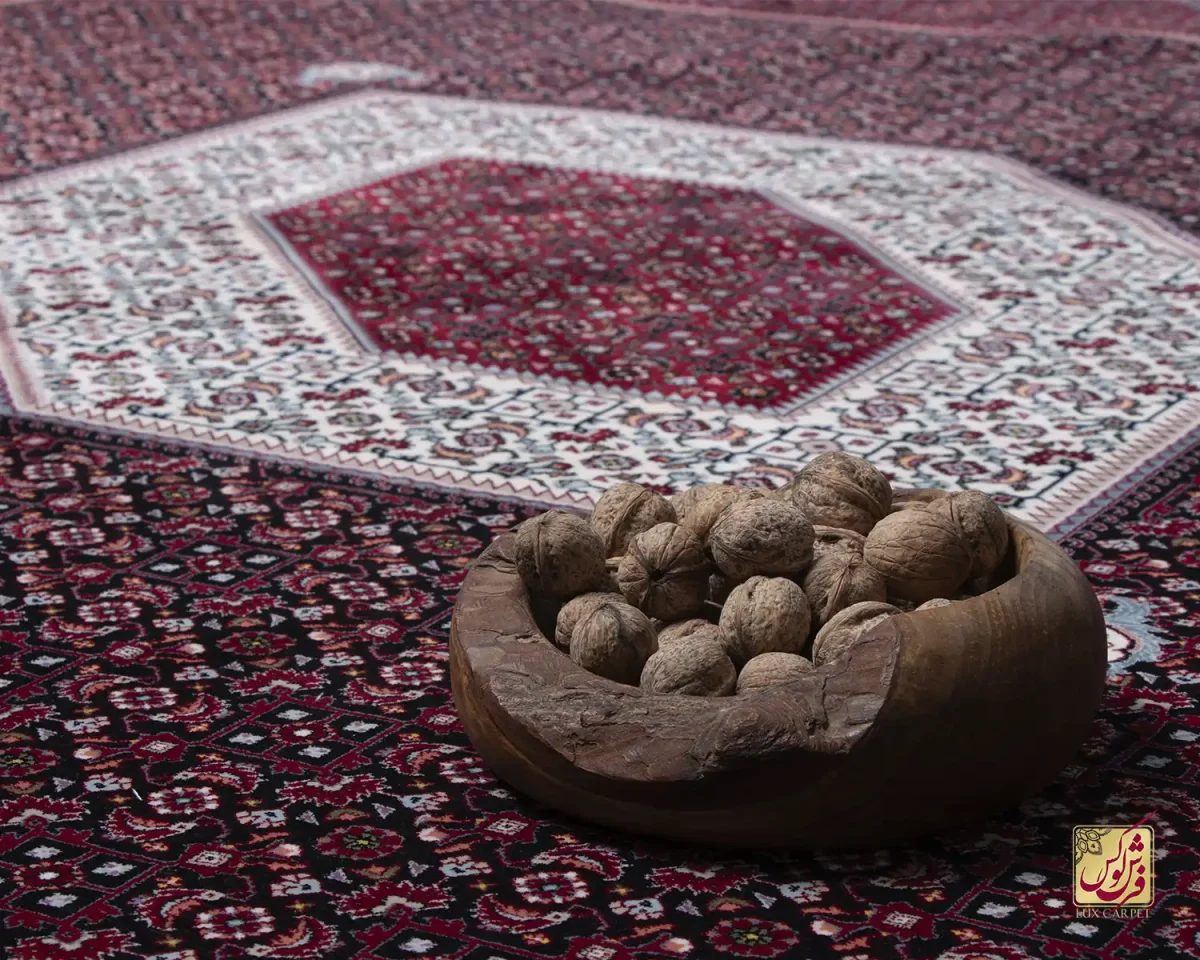 فرش ابریشم ماشینی ۱۲۳۰ سرمه ای