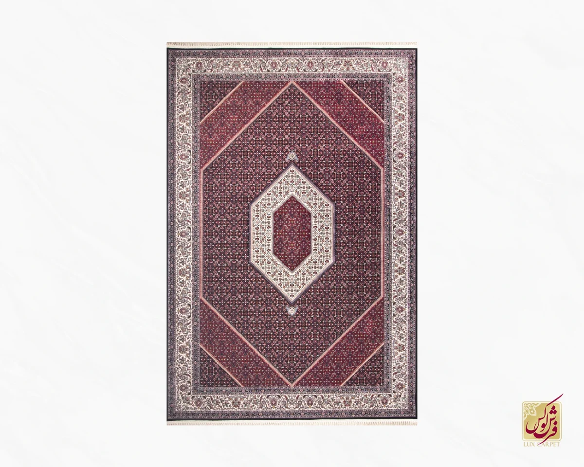 فرش ابریشم ماشینی ۱۲۳۰ سرمه ای