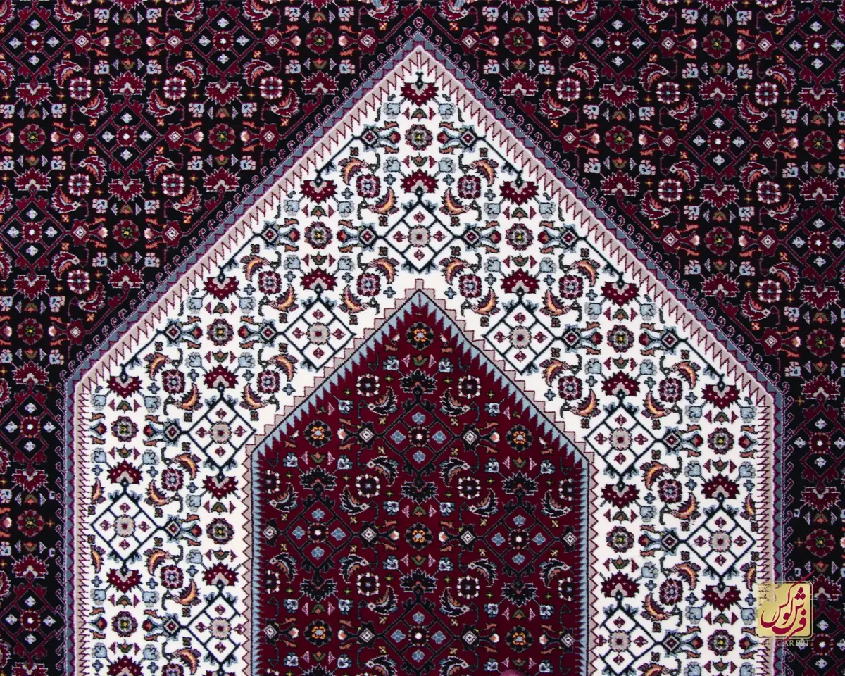 فرش ابریشم ماشینی ۱۲۳۰ سرمه ای