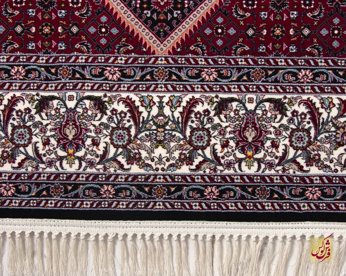 فرش ابریشم ماشینی ۱۲۳۰ سرمه ای