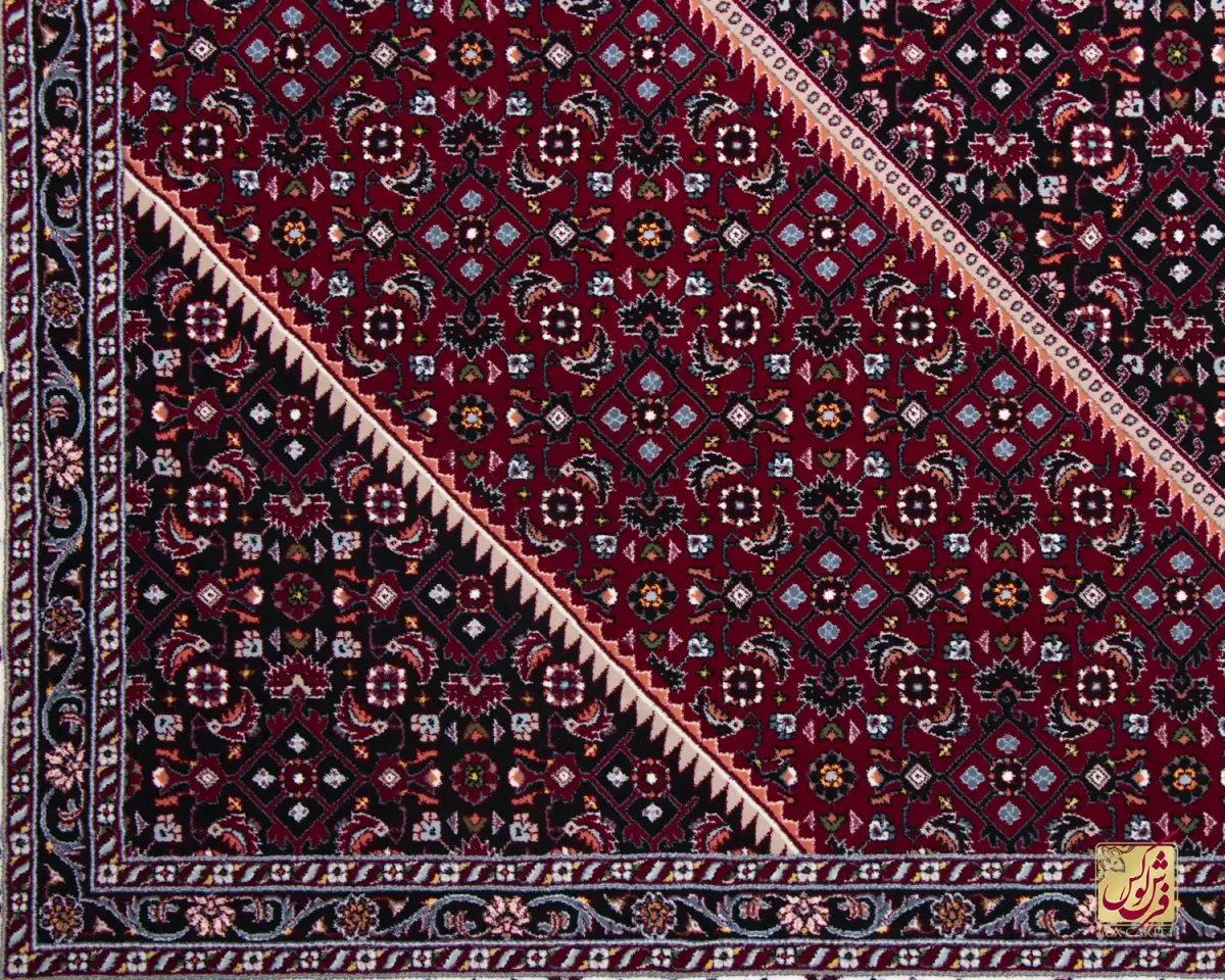 فرش ابریشم ماشینی ۱۲۳۰ سرمه ای