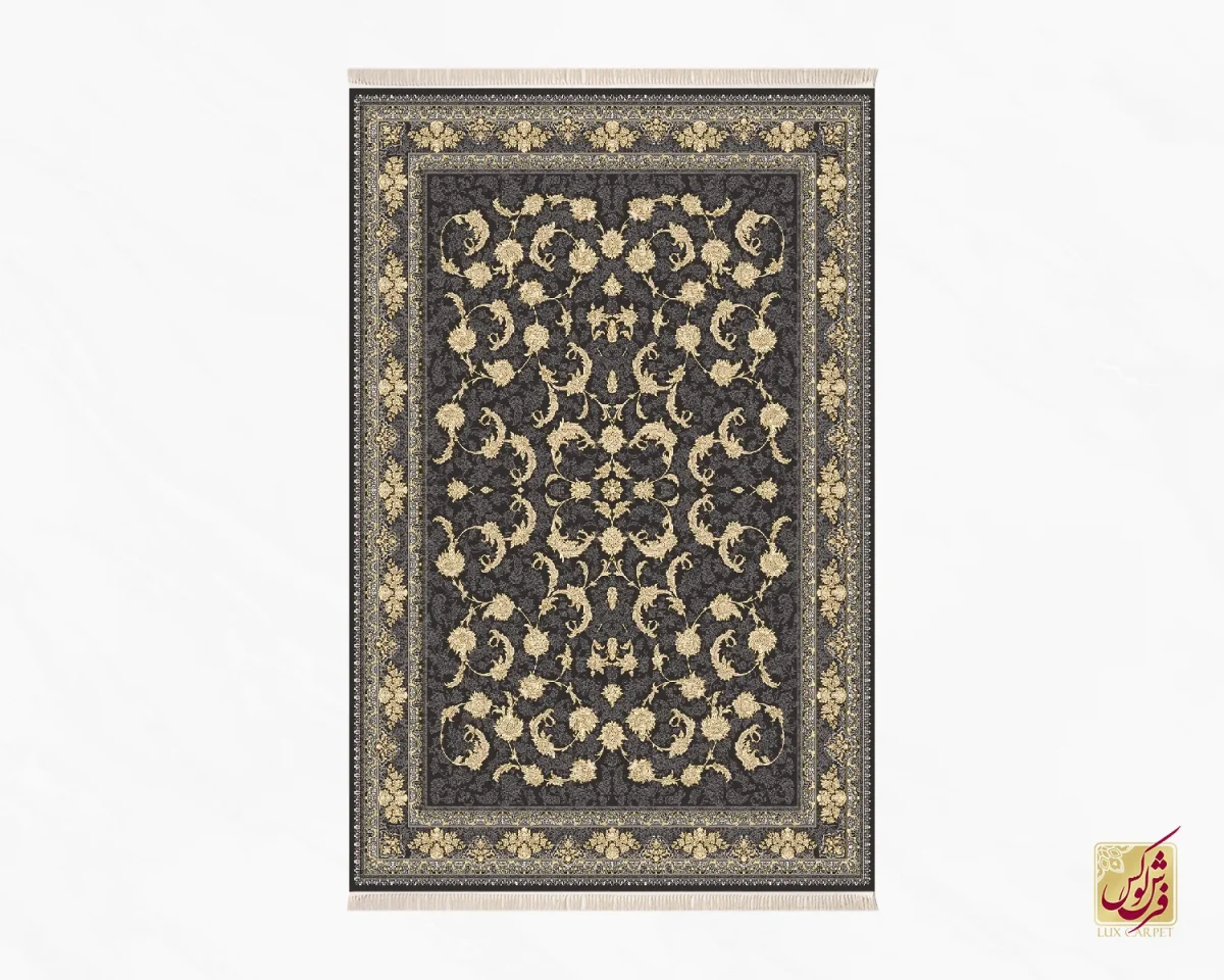 فرش کلاسیک 6023 ذغالی طلایی - تصویر 2
