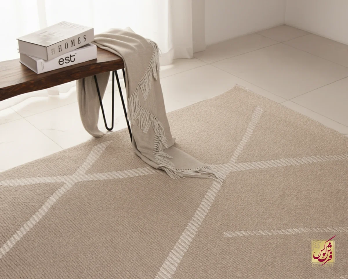 1136-6 (5) فرش مینیمال be1136 کرم نسکافهای - تصویر 1