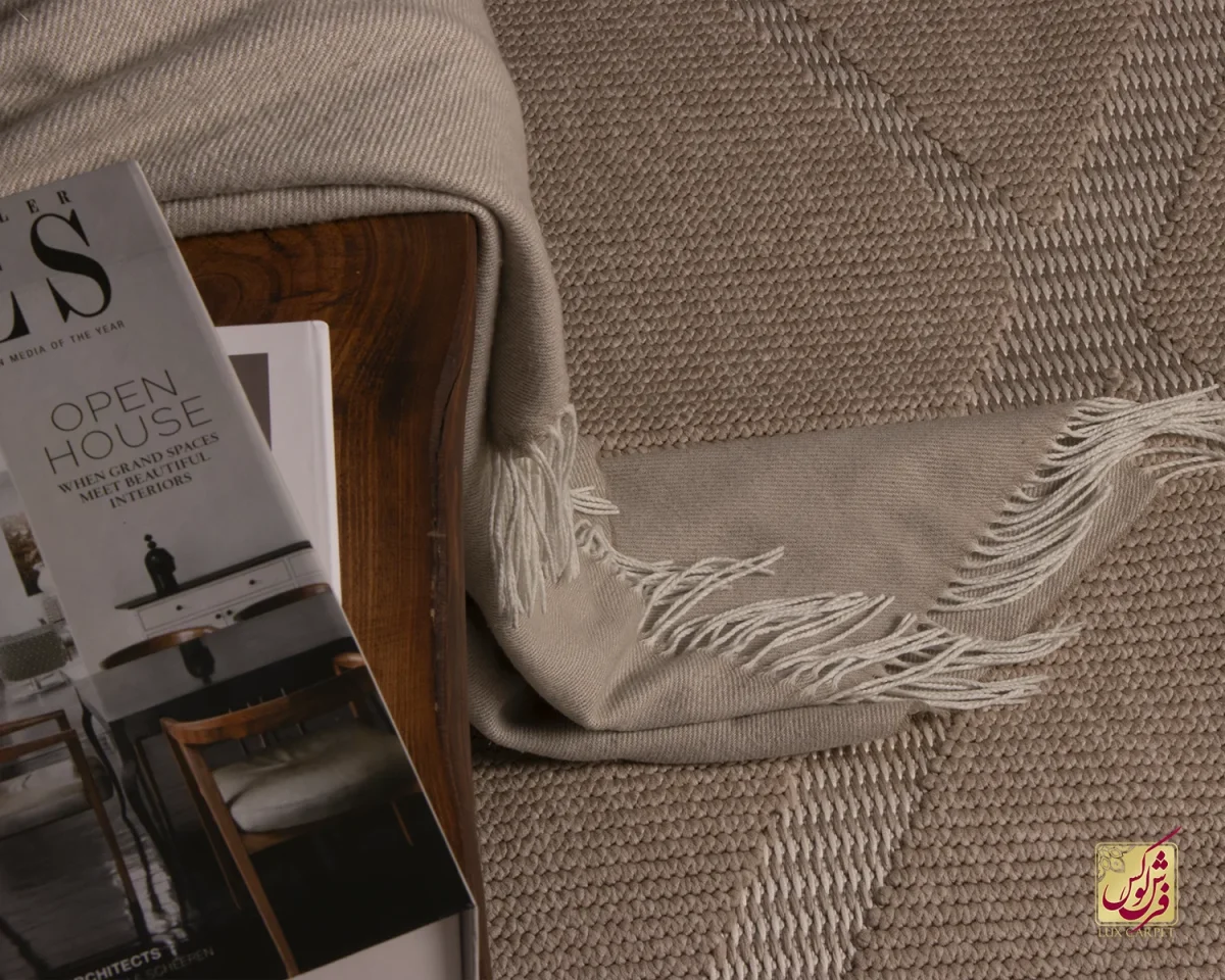 فرش مینیمال be1136 کرم نسکافه‌ای - تصویر 7