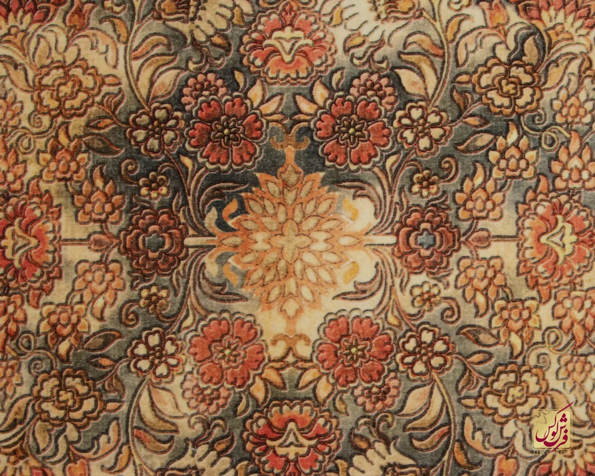 فرش ابریشم ماشینی 202780 سبز آجری - تصویر 3