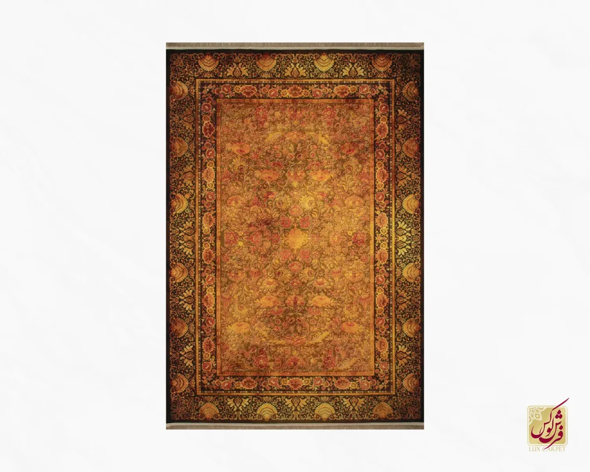 فرش ابریشم ماشینی 202782 آجری ذغالی - تصویر 2