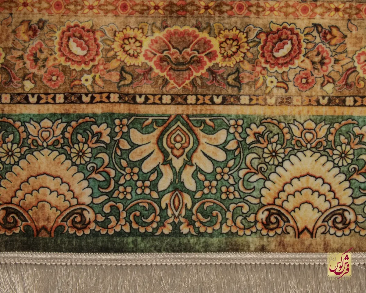 فرش ابریشم ماشینی 202782 آجری ذغالی - تصویر 5