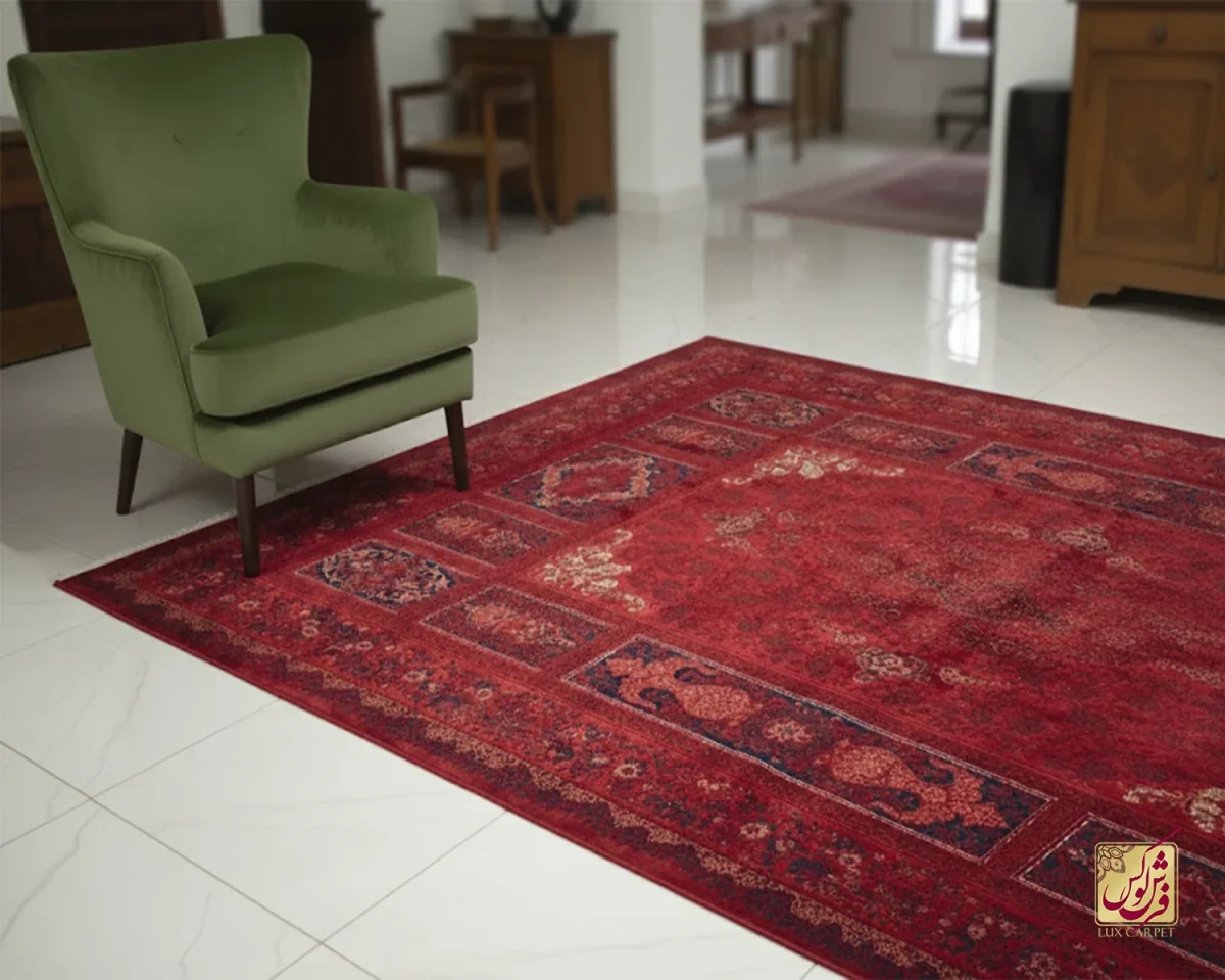 221-12 فرش وینتیج 221 لاکی سرمهای - تصویر 1