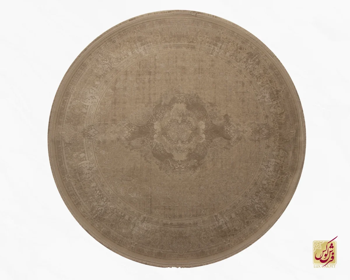 3009-4 فرش گرد وینتیج 3009 نسکافهای صدفی - تصویر 1