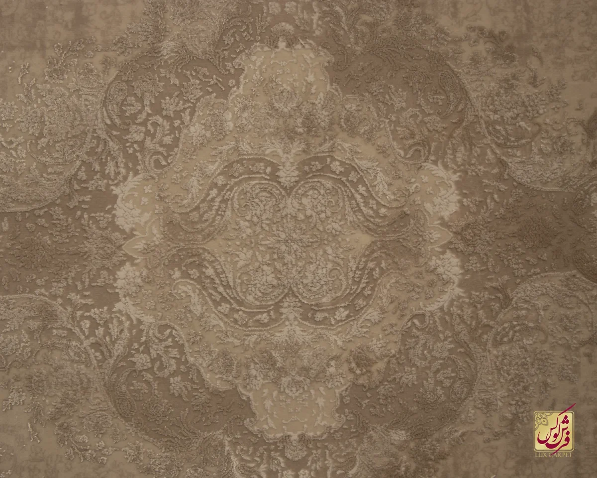 فرش گرد وینتیج 3009 نسکافه‌ای صدفی - تصویر 2