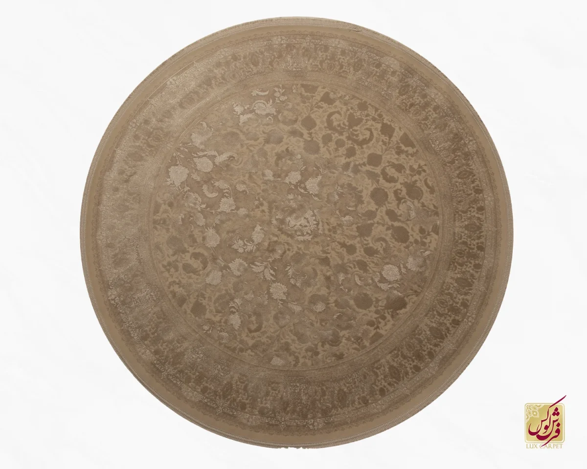3015 فرش گرد وینتیج 3015 نسکافهای کرم - تصویر 1
