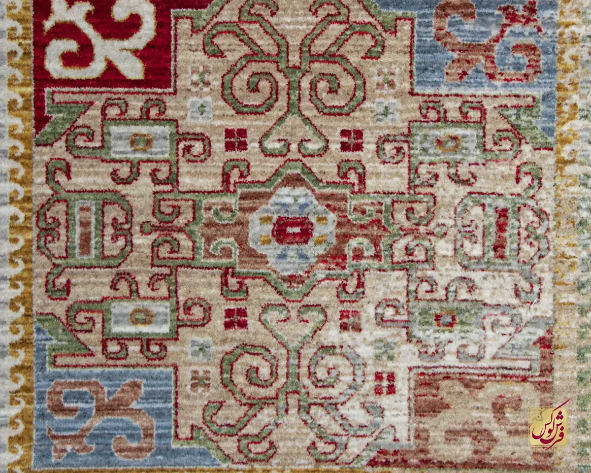 فرش وینتیج 30157 کرم سبز لاکی - تصویر 3