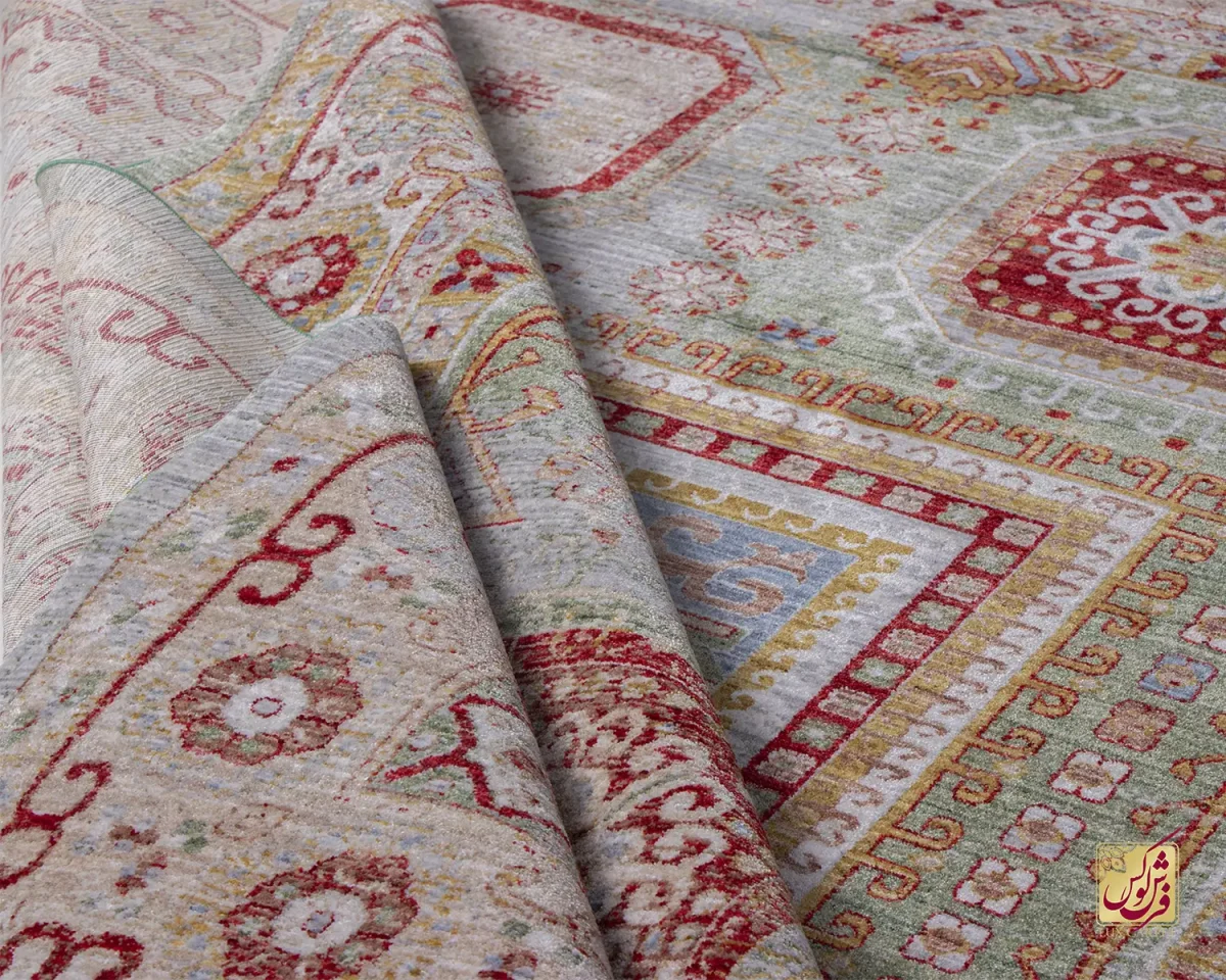 فرش وینتیج 30157 کرم سبز لاکی - تصویر 7