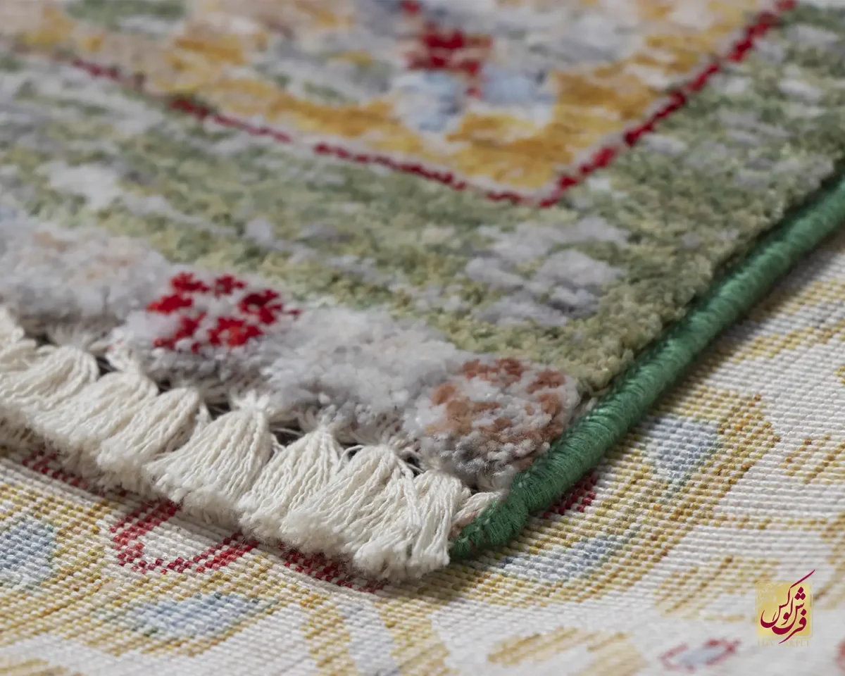 فرش وینتیج 30157 کرم سبز لاکی - تصویر 8