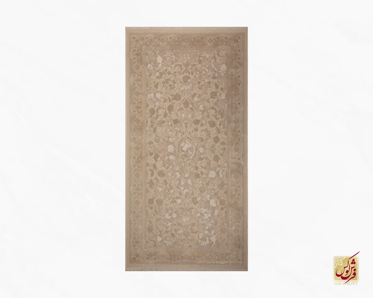 فرش کناره وینتیج 3017 نسکافه‌ای کرم حاشیه آجری - تصویر 2