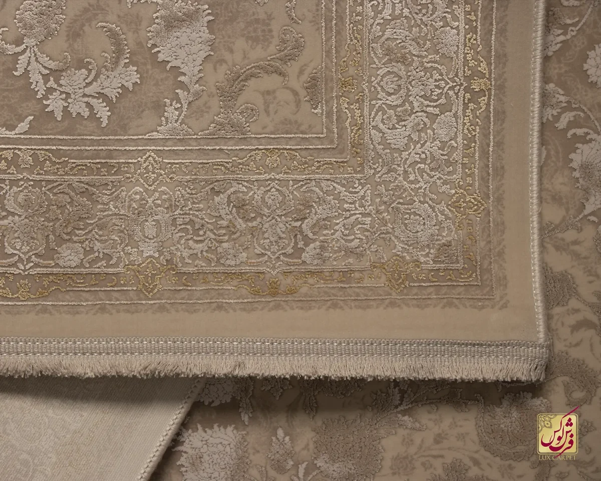فرش کناره وینتیج 3017 نسکافه‌ای کرم حاشیه آجری - تصویر 5