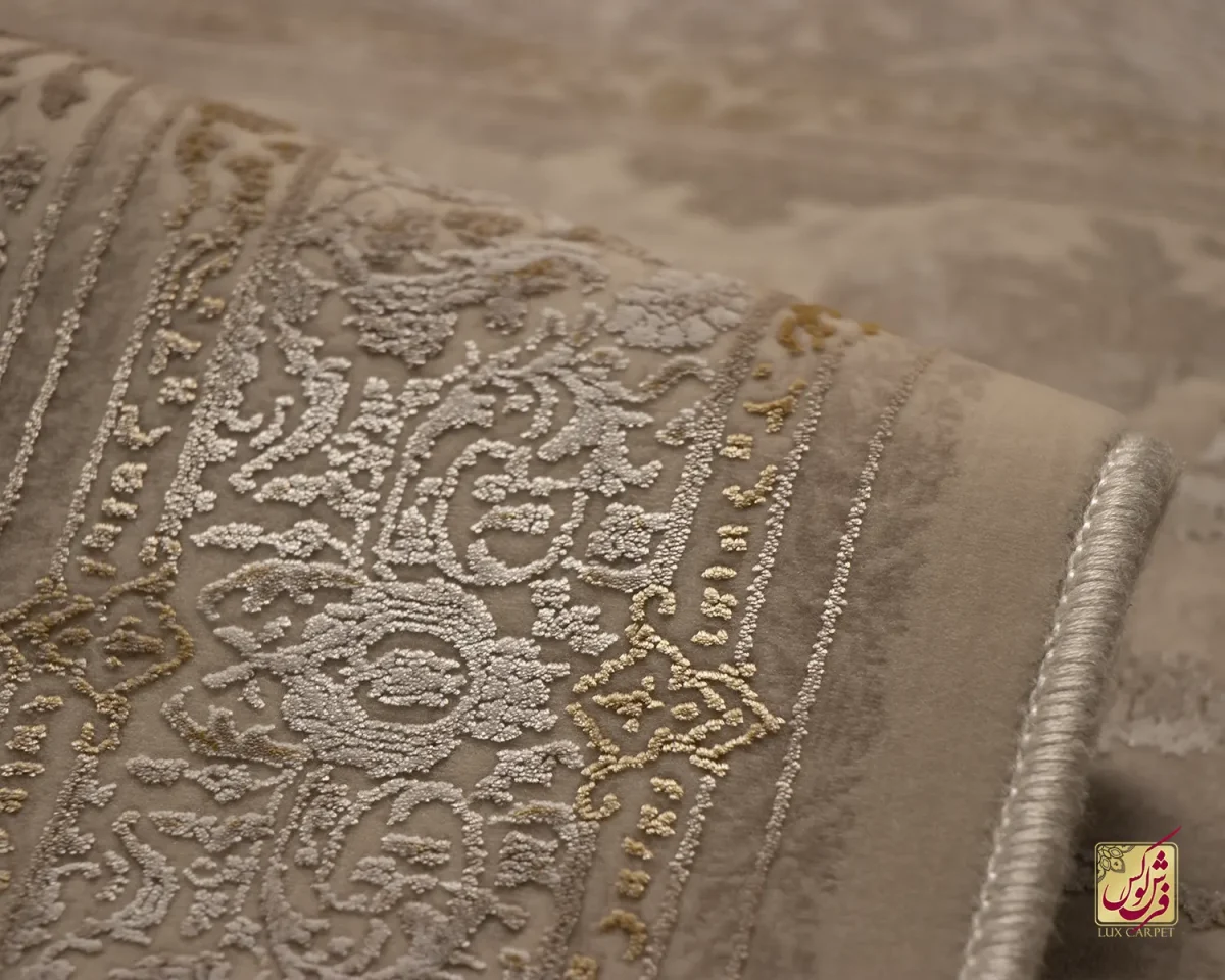 فرش کناره وینتیج 3017 نسکافه‌ای کرم حاشیه آجری - تصویر 8