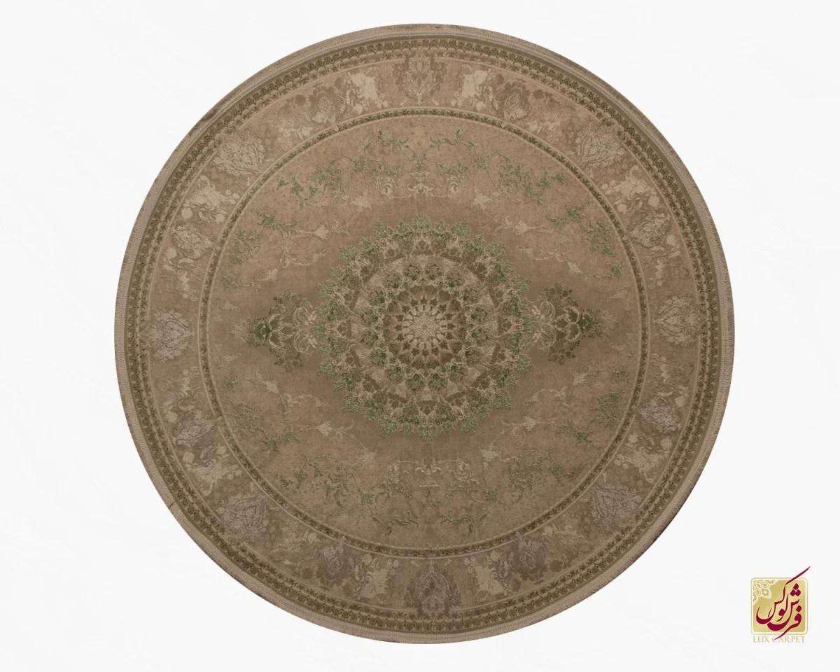 3030 فرش گرد وینتیج 3030 نسکافهای سبز - تصویر 1
