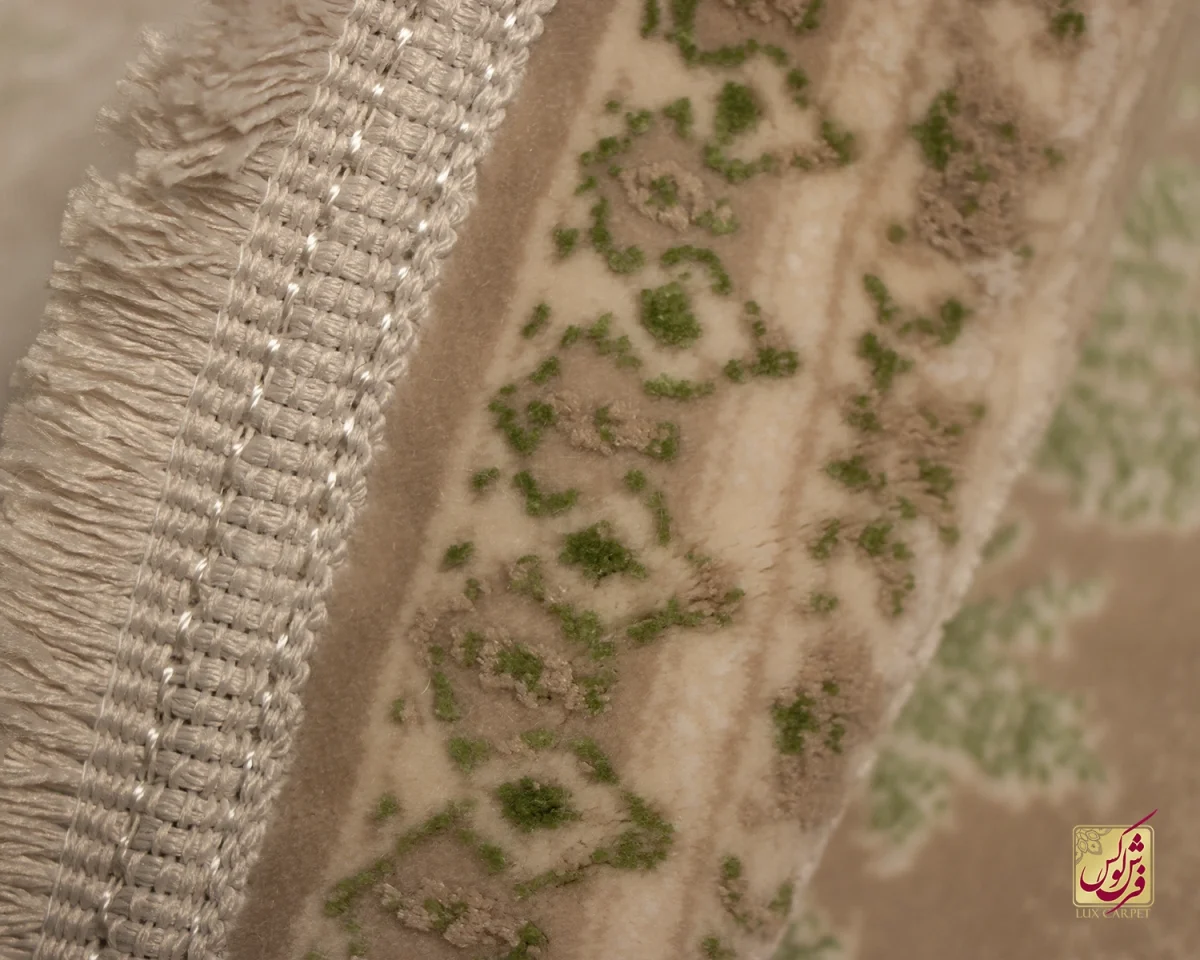 فرش گرد وینتیج 3030 نسکافه‌ای سبز - تصویر 3