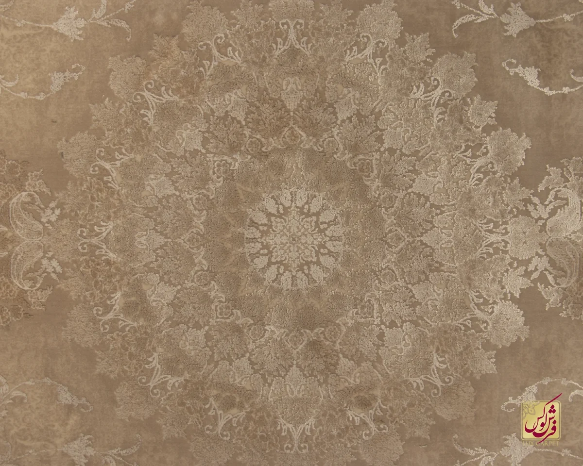 فرش گرد وینتیج 3033 نسکافه‌ای کرم - تصویر 2