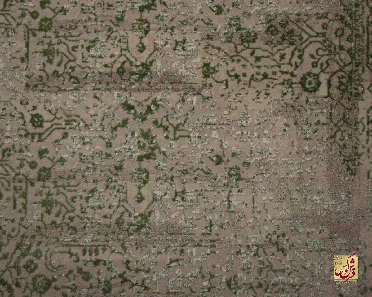 فرش کناره وینتیج 3050 نسکافه‌ای سبز - تصویر 3