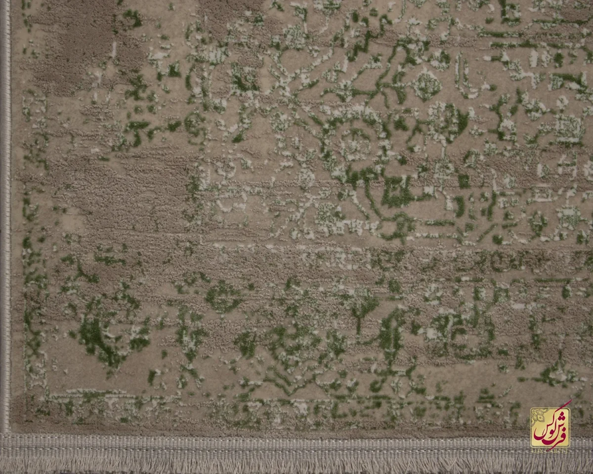 فرش کناره وینتیج 3050 نسکافه‌ای سبز - تصویر 4