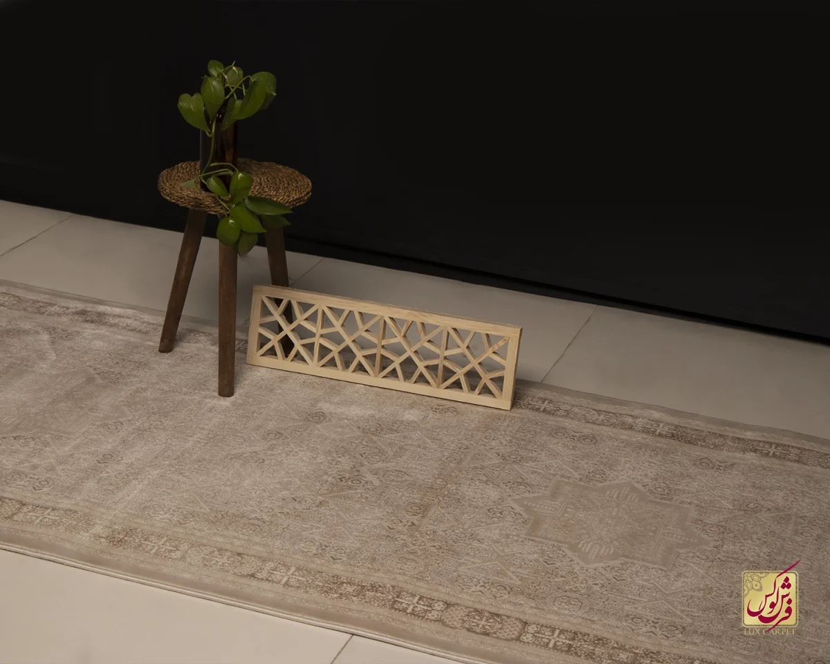 3065-3 فرش کناره وینتیج 3065 نسکافهای کرم - تصویر 1