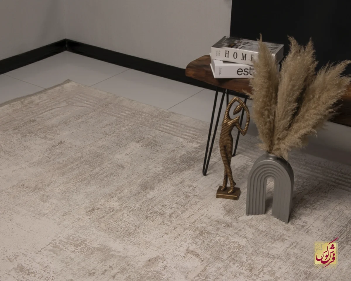 3154-8 فرش وینتیج 3154 نسکافهای کرم - تصویر 1