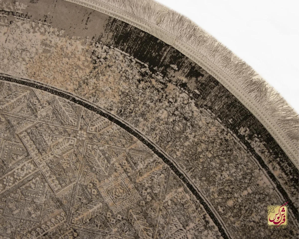 فرش گرد وینتیج HBV 528 طوسی ذغالی - تصویر 2