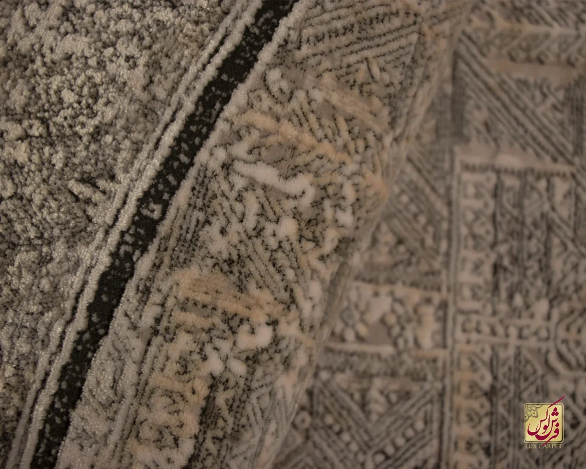 فرش گرد وینتیج HBV 528 طوسی ذغالی - تصویر 3