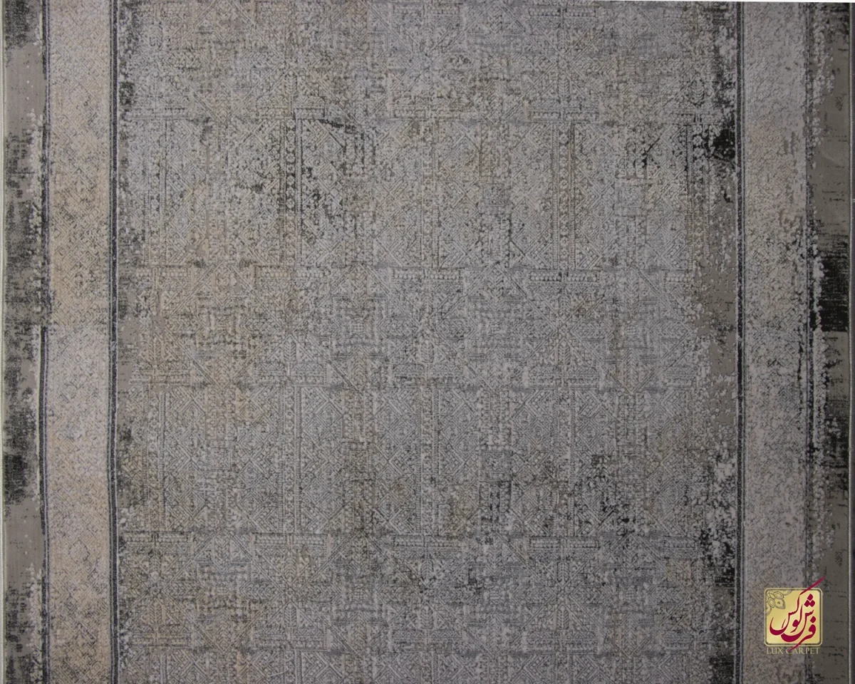 فرش کناره وینتیج HBV 528 طوسی ذغالی - تصویر 3