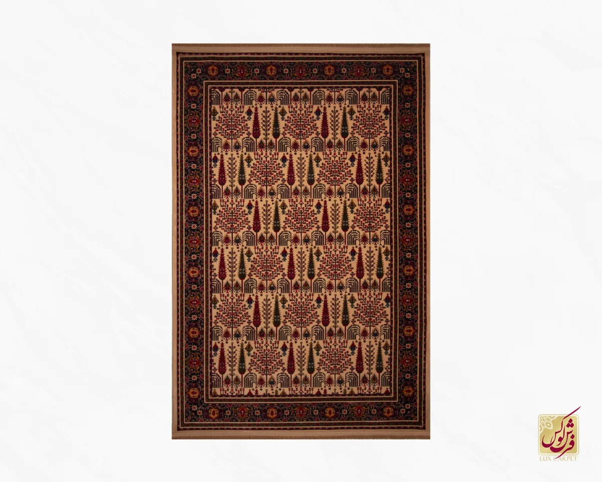 فرش کلاسیک 7017 نخودی سرمه‌ای - تصویر 2