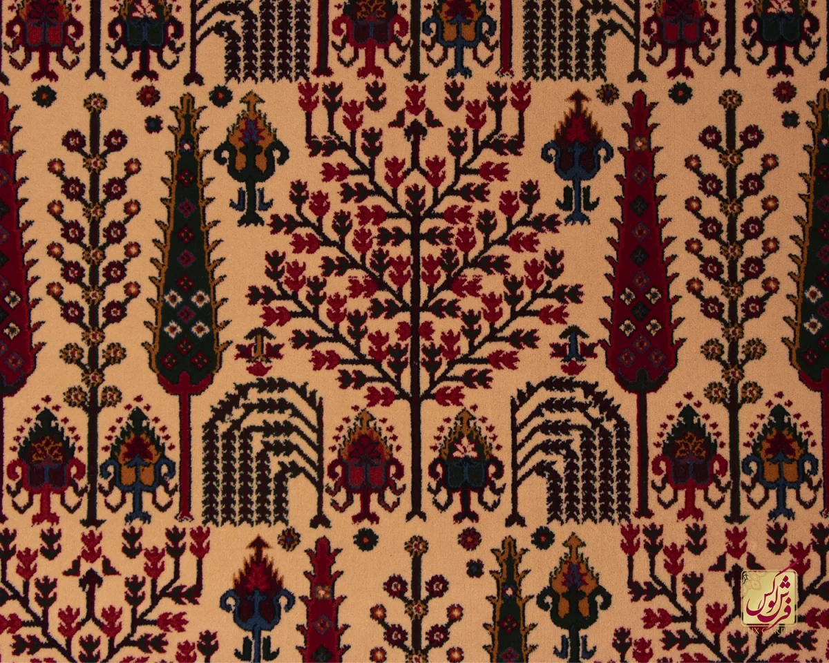 فرش کلاسیک 7017 نخودی سرمه‌ای - تصویر 3