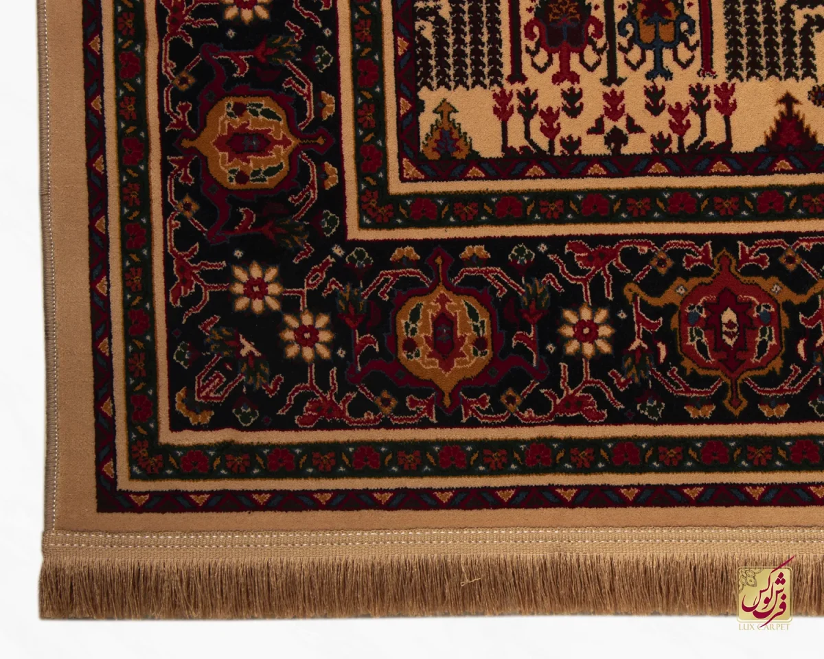 فرش کلاسیک 7017 نخودی سرمه‌ای - تصویر 5