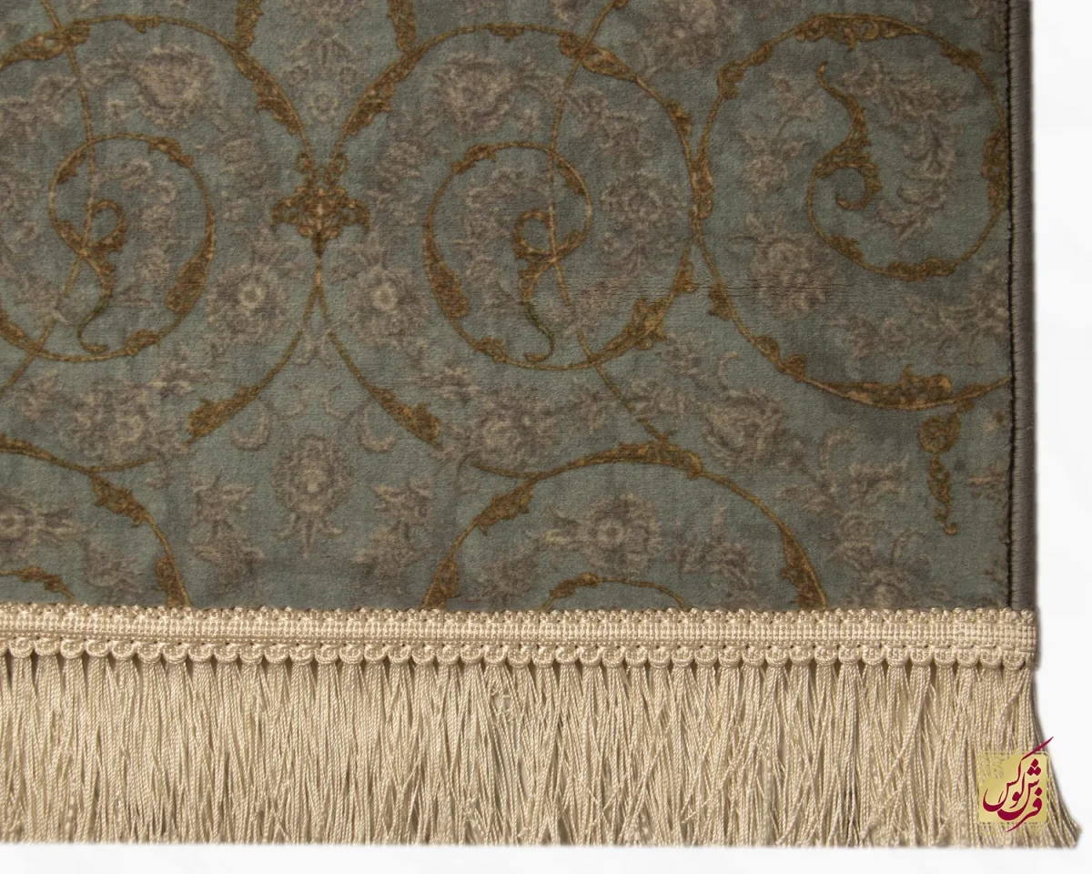 پادری ابریشم ماشینی 702550 فیروزه‌ای طلایی - تصویر 2