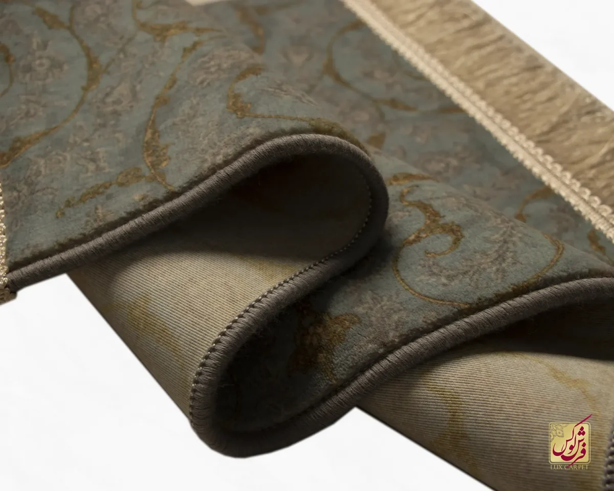 پادری ابریشم ماشینی 702550 فیروزه‌ای طلایی - تصویر 3