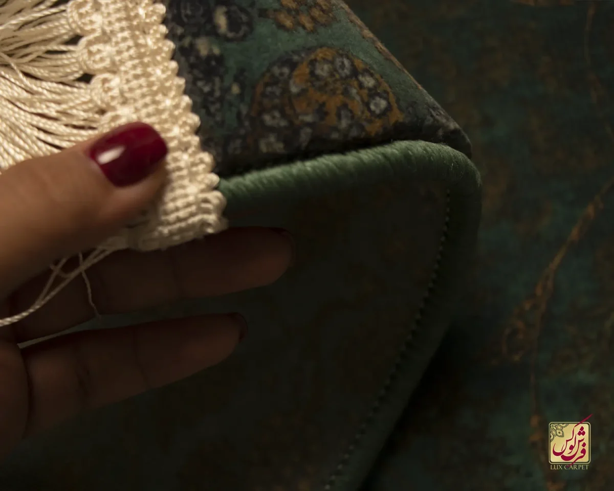 پادری ابریشم ماشینی 702556 سبز طلایی - تصویر 3