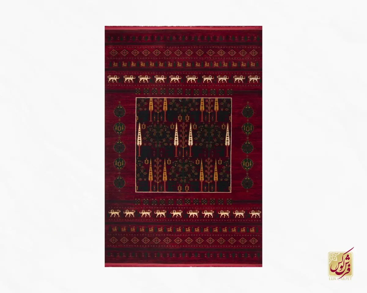 فرش وینتیج 7043 لاکی سبز - تصویر 2