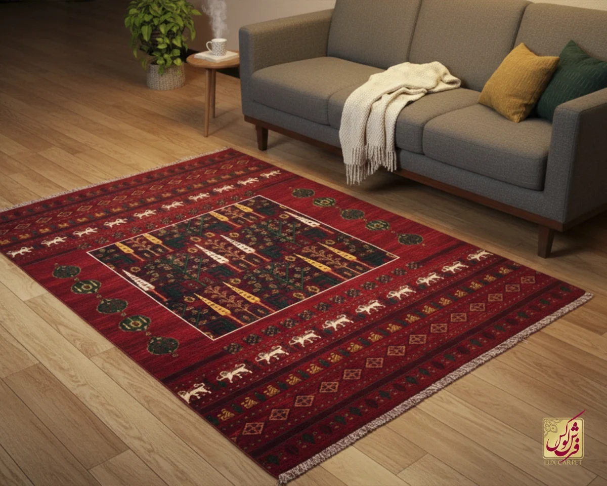 7043-9 فرش وینتیج 7043 لاکی سبز - تصویر 1