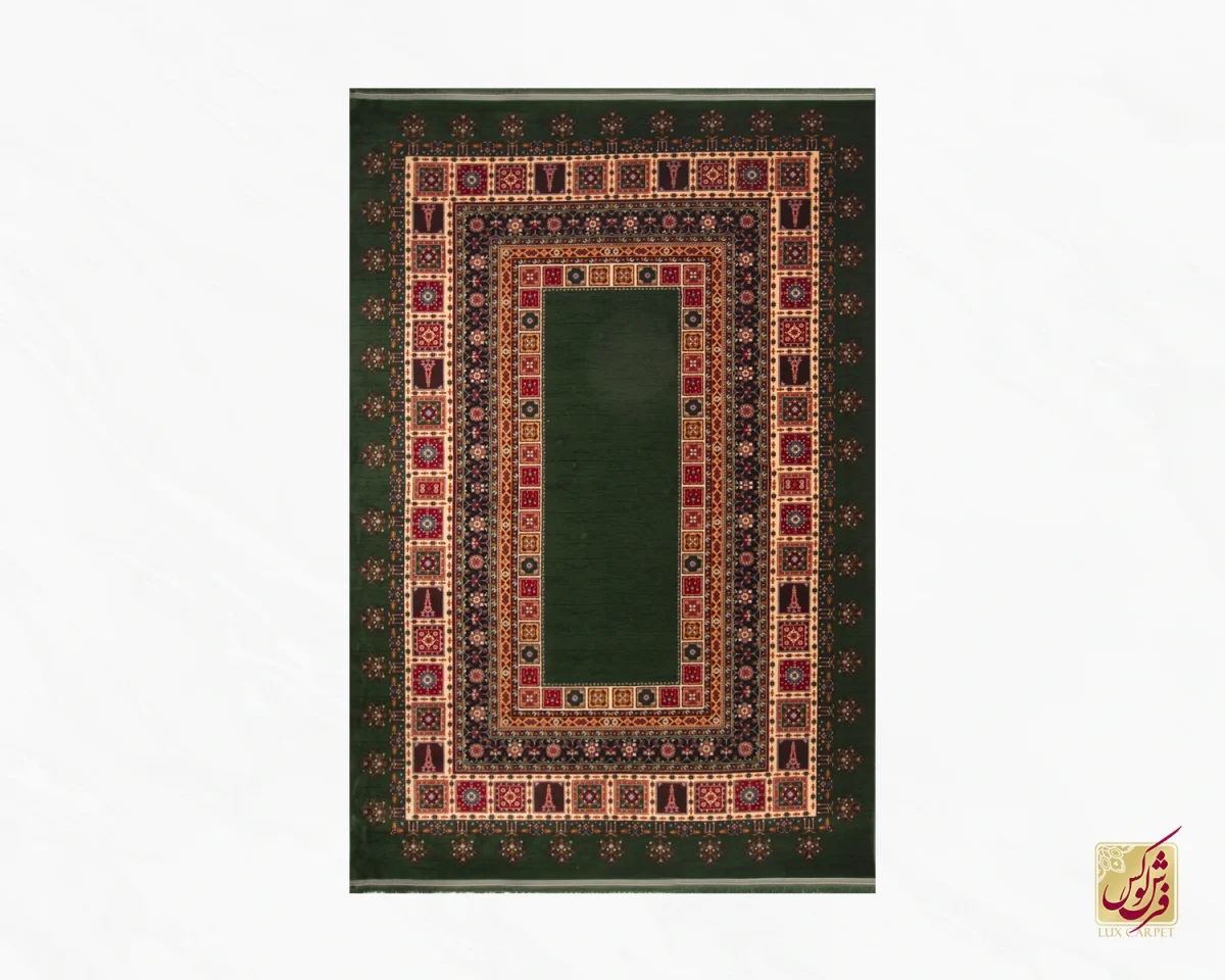 فرش کلاسیک 7044 سبز کرم - تصویر 2