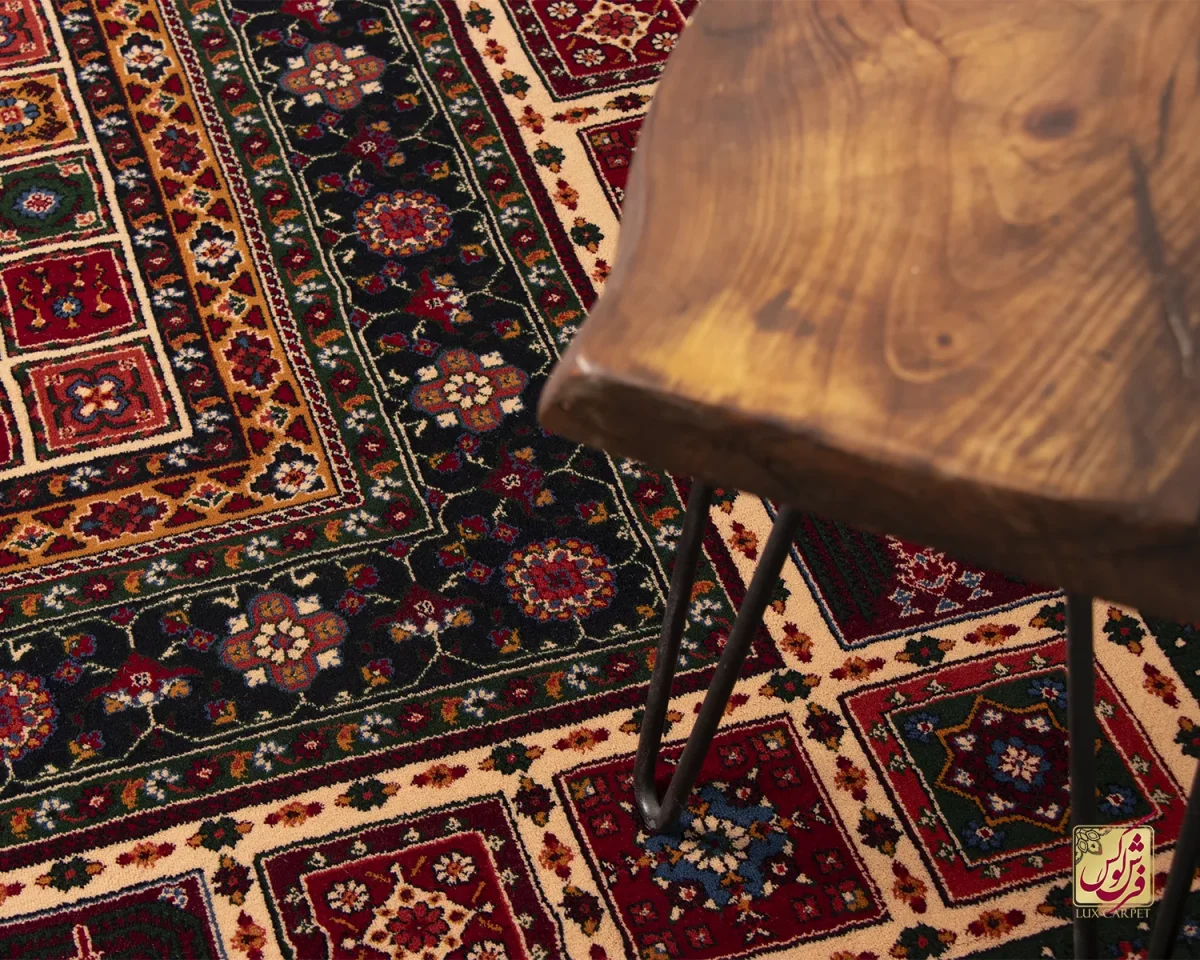 فرش کلاسیک 7044 سبز کرم - تصویر 9